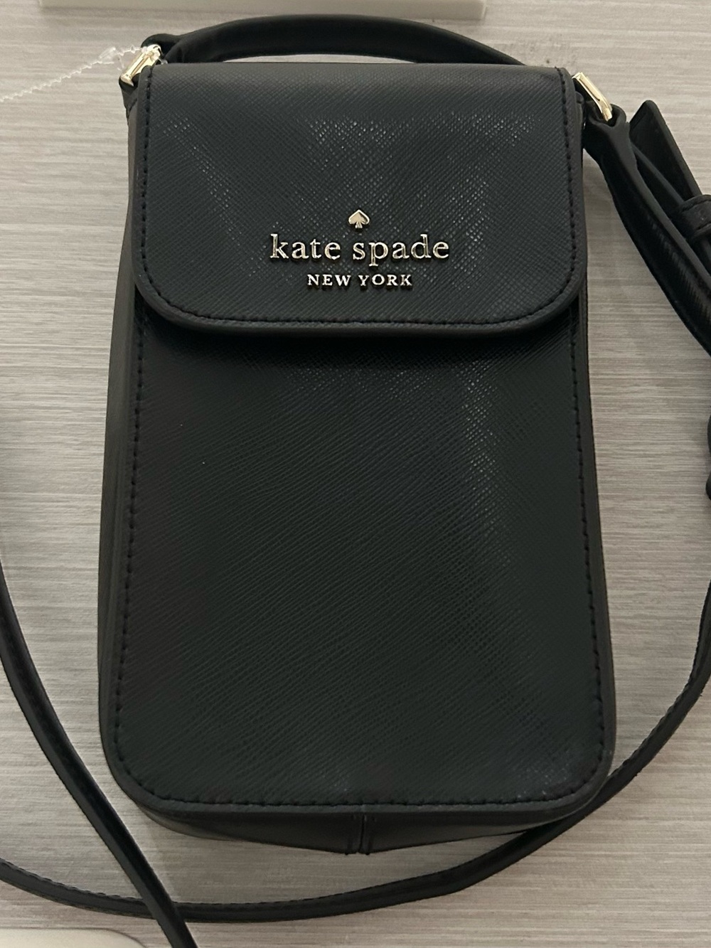 kate spade Black Leather Crossbody Phone Pouch